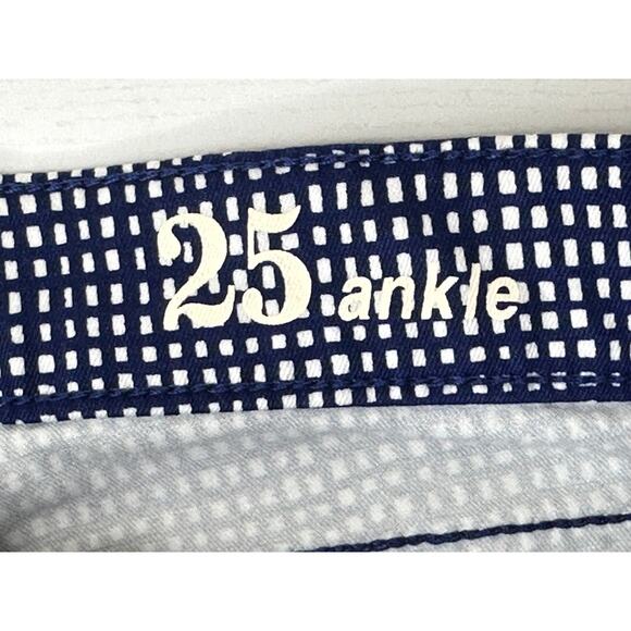 J. Crew Toothpick Straight Leg Pants Blue White Checkered Print Mid Rise 25 - Picture 4 of 13